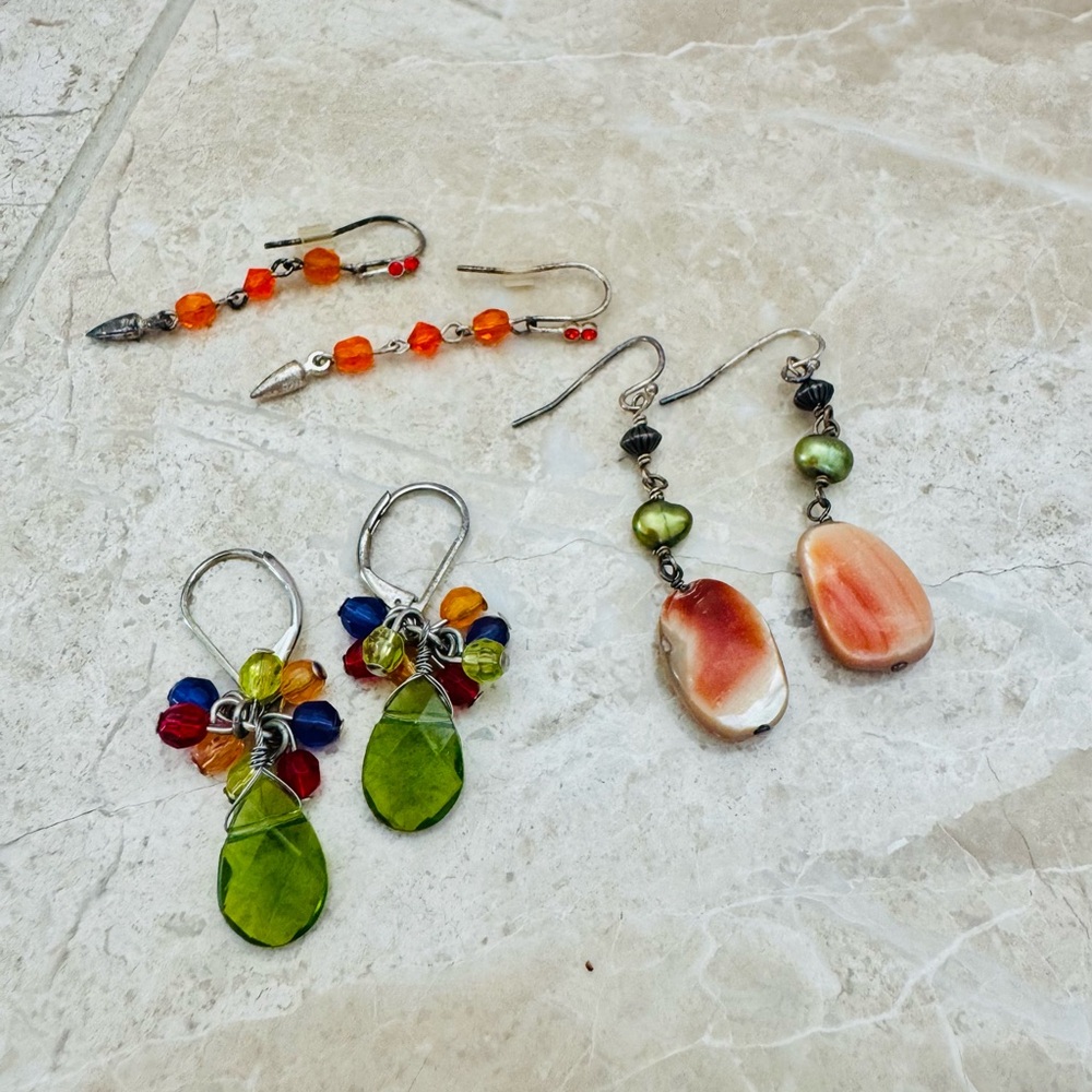 Handmade Green & Multicolor Drop Earrings - Artisan Women's Jewelry